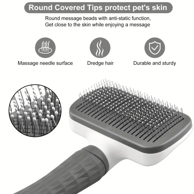 FurEase self-cleaning grooming brush for cats and dogs – product view 3