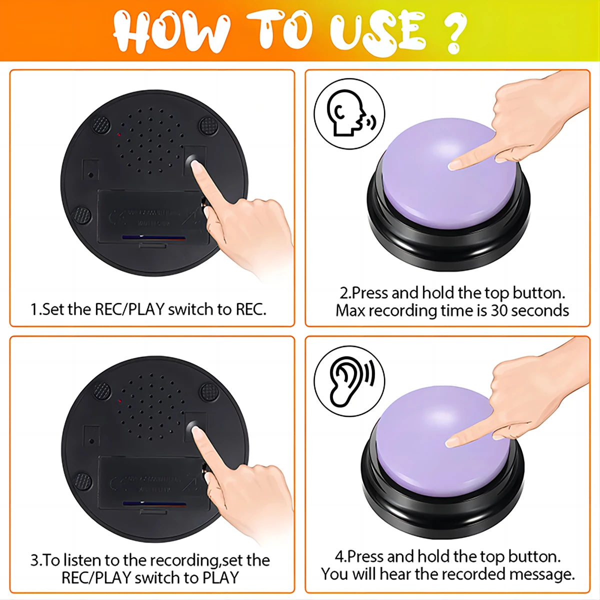 Recordable pet talking buttons – product view 4