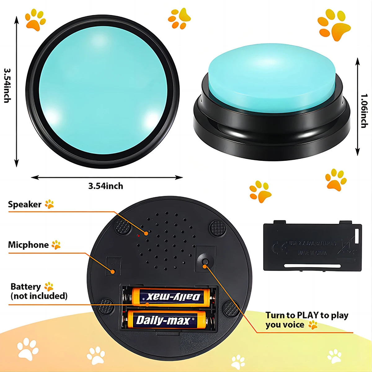 Recordable pet talking buttons – product view 2
